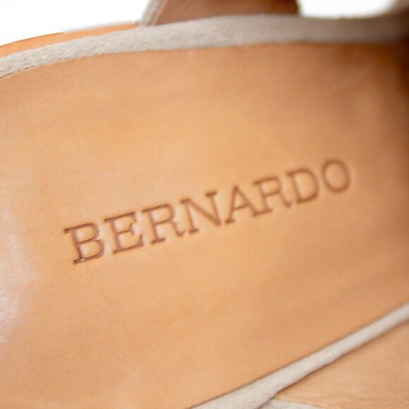 Bernardo Harper Suede Grey Embroidered Peep Toe Block Booties Women's Size 10 - Picture 9 of 10